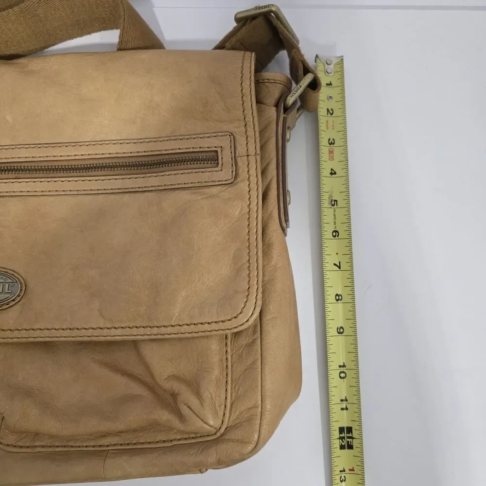 Fossil Leather Briefcase Zip Messenger Laptop Crossbody Brown Bag Butter Soft